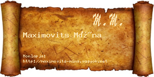 Maximovits Mína névjegykártya